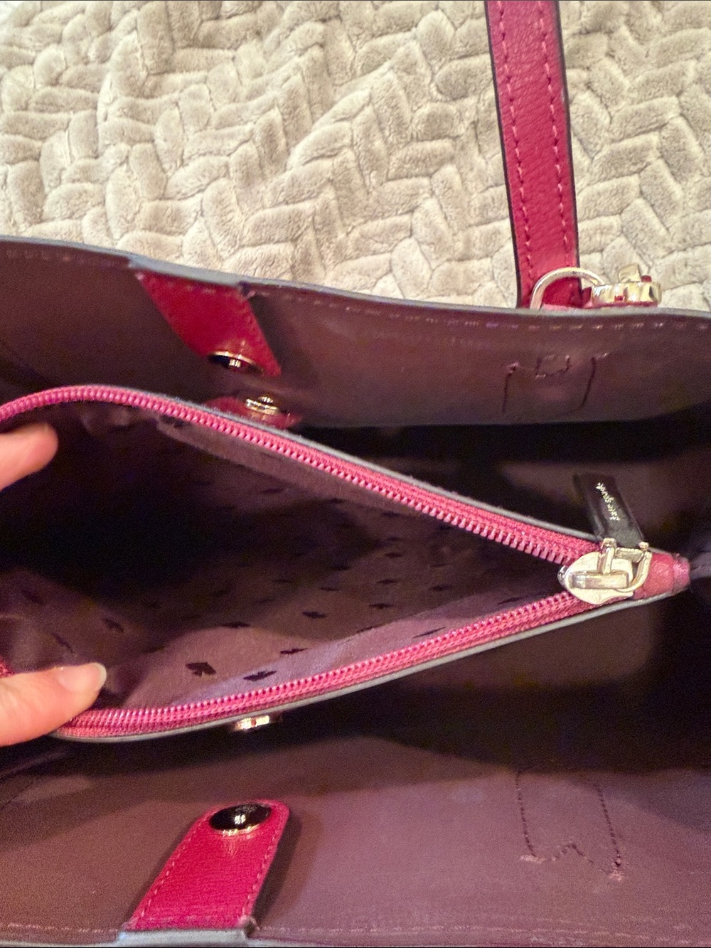 kate spade Magenta Leather Tote with Detachable Strap - Picture 4 of 7
